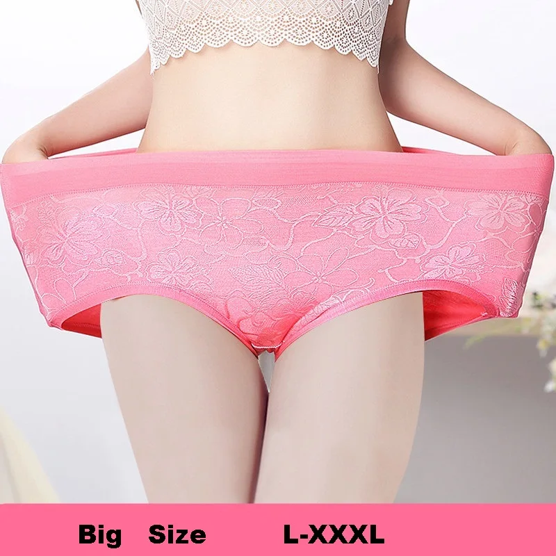 

3pcs2017 new fashion bamboo fibre plus size lace panties seamless panty women big size briefs high waist ladies' underwear modal