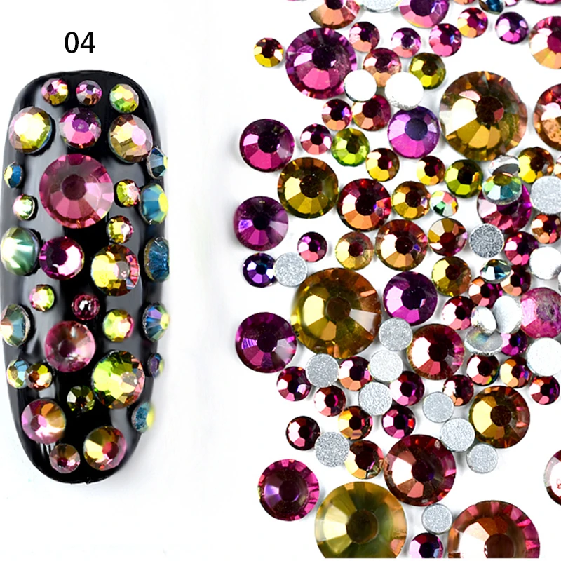 Хамелеоновые Стразы для ногтей 800 шт./пакет яичная белая плоская основа