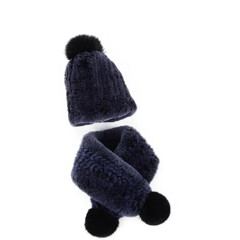 Новый детский теплый вязаный комплект из шарфа и шапки теплые зимние меховые для