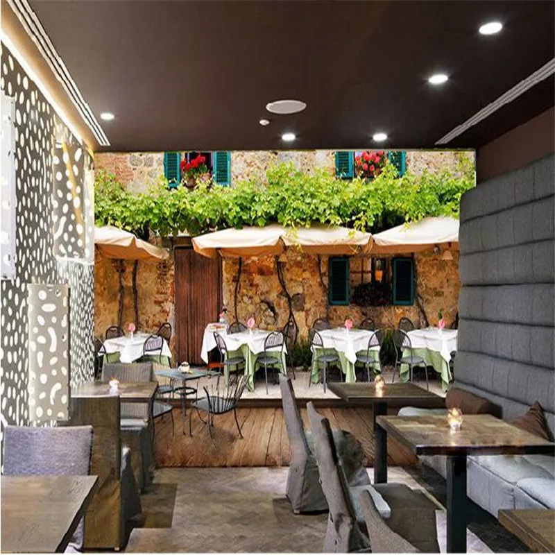 custom photo wall mural wallpaper-3d Luxury Quality HD European old street coffee house to enjoy the arts large mural-3d | Обустройство