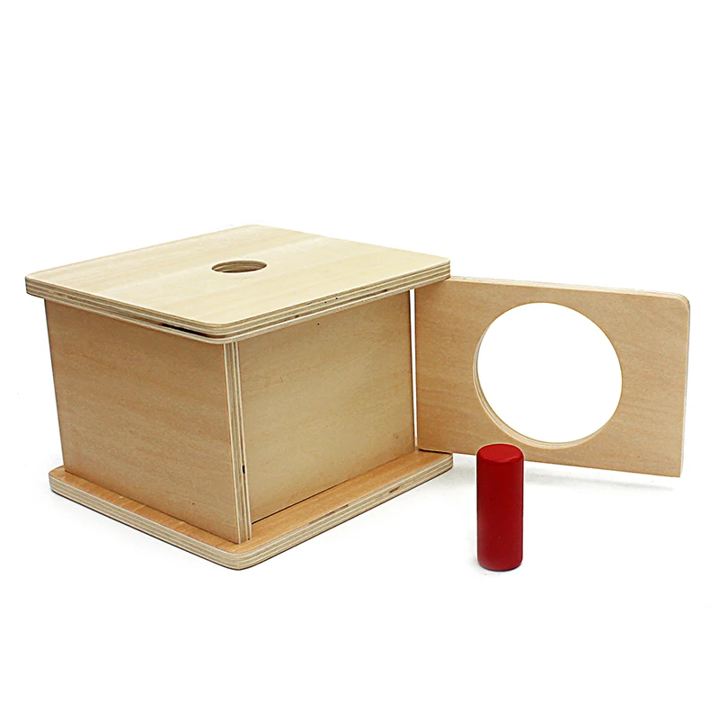 Montessori Imbucare Box детская игрушка деревянная маленькая красная цилиндрическая