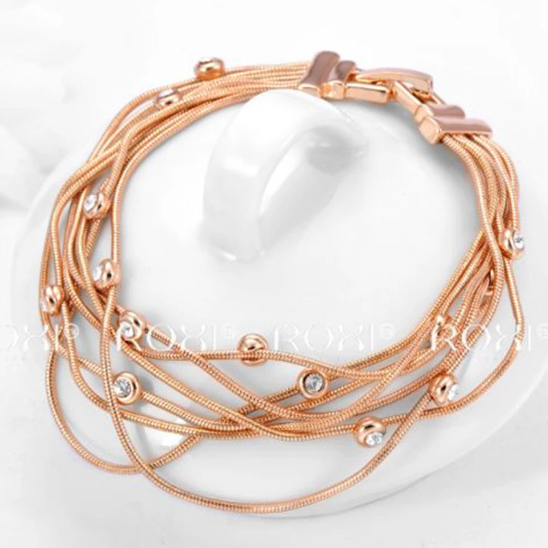 ROXI Luxury Fashion Women Bracelets Rose Gold Plated Round Austrian Crystals Lady Female Multiwire Wedding Bracelet Jewelry Gift | Украшения