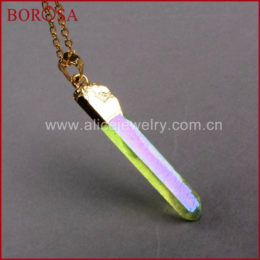 BOROSA Новые Подвески с кристаллами Aura золотистые подвески друзой зеленый Титан AB