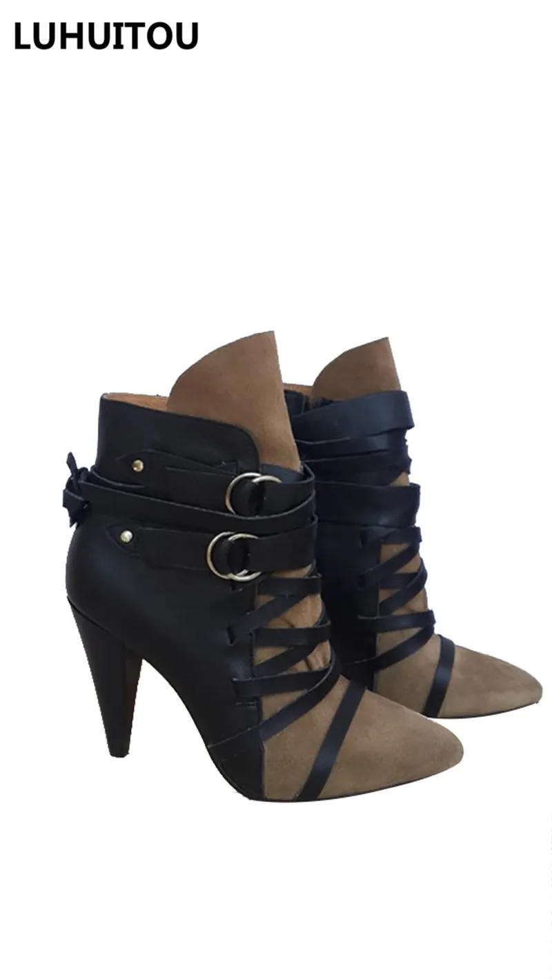 Женские зимние ботинки из натуральной кожи качественные замшевые ботильоны с