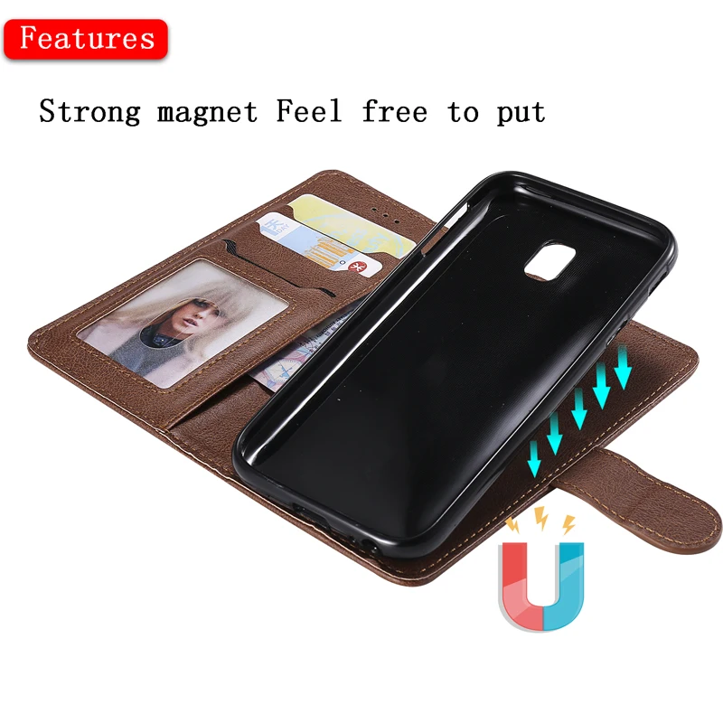 

Detachable 2 in 1 Leather Case Flip Wallet Phone Soft Cover Shell Coque Fundas for Samsung Galaxy J3 J5 J7 2017 EU J7 2018 US
