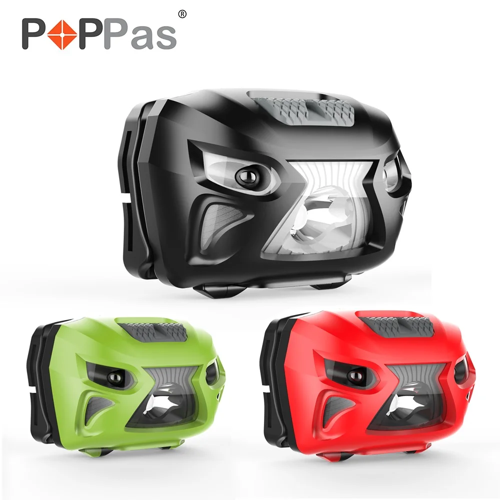 POPPAS Micro USB Сенсор фары XPG 2 светодио дный чип Перезаряжаемые движения велосипедов