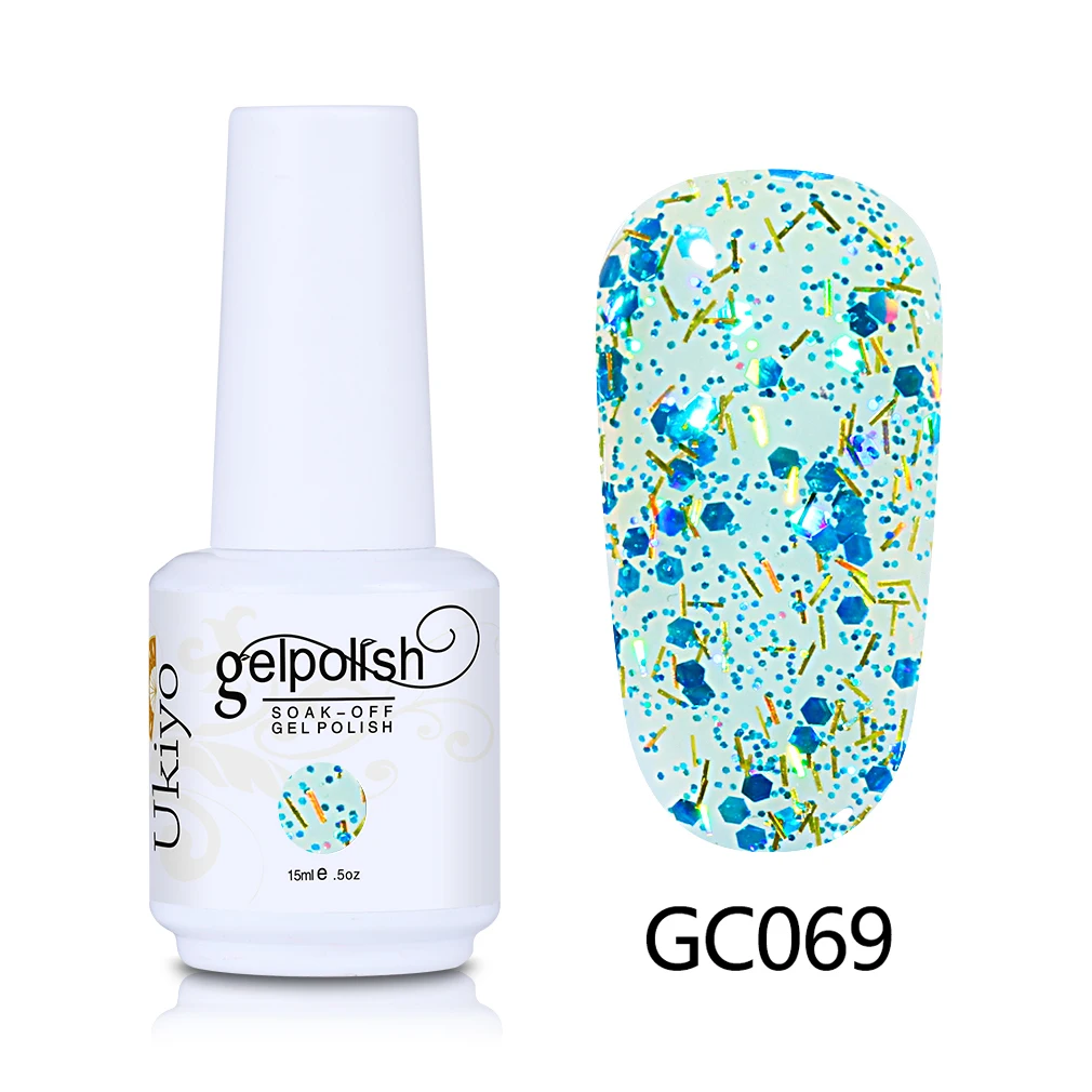 GC069 Ukiyo 15 мл гель для ногтей с блёстками лак отмачиваемый гель лак алмазные ногти Эмаль Лак Vernis Полупостоянный гель лак - Цвет: GC069