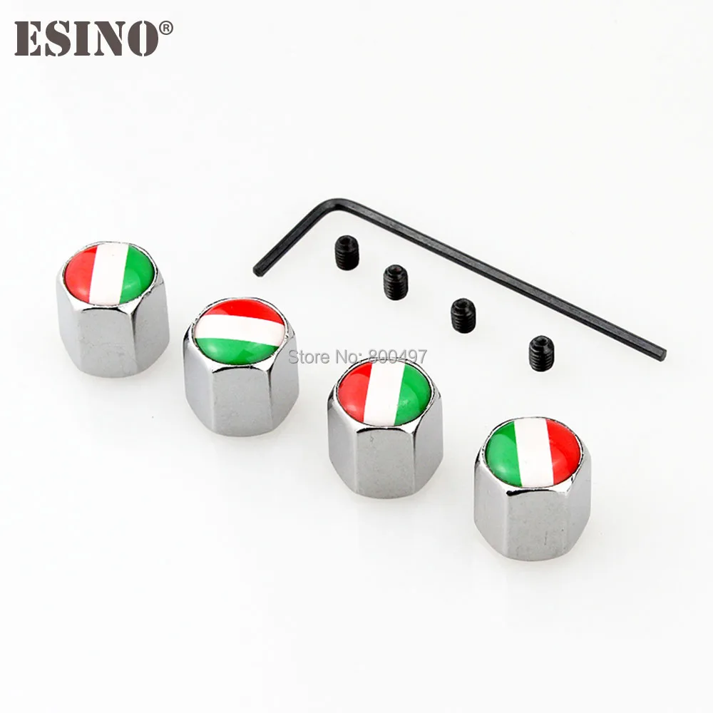 

40 x Car Styling Italy National Flag Anti-theft Stainless Wheel Tire Valve Stems Caps Car Wheel Tire Stem Air Valve Caps