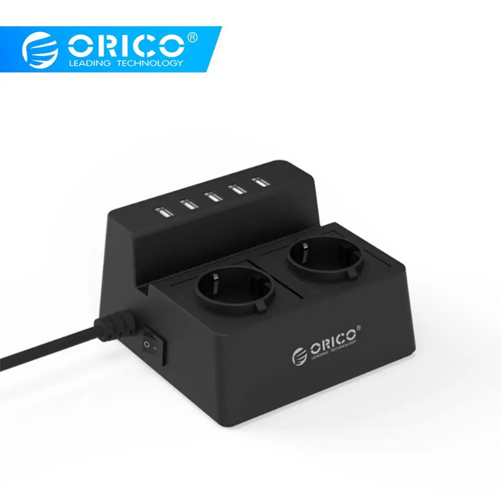 ORICO USB умная лента питания 2 розетки переменного тока защита от перенапряжения с 5 USB зарядным портом умная розетка-удлинитель зарядное устройство для офиса и дома