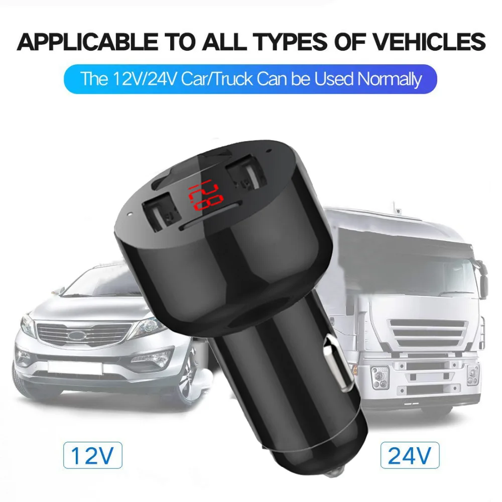 JINSERTA беспроводной Bluetooth FM передатчик модулятор Handsfree автомобильный комплект радио адаптер MP3 плеер двойной USB зарядное устройство Поддержка TF карты