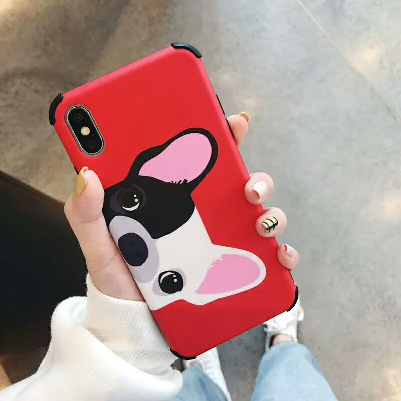 Kuutti Squishy Cool Blue Red Dog Printing Couple Friends Phone Cases for iPhone 6 6s 7 8 Plus X XR XS Max Boy Girls Covers |