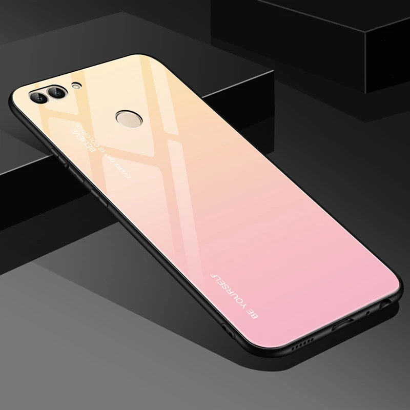 01 Роскошные градиентные закаленное Стекло чехол для huawei P Smart FIG-LX1 FIG-LA1 FIG-LX3 POT-LX1 POT-LX3 чехол для телефона защитный чехол - Цвет: 01
