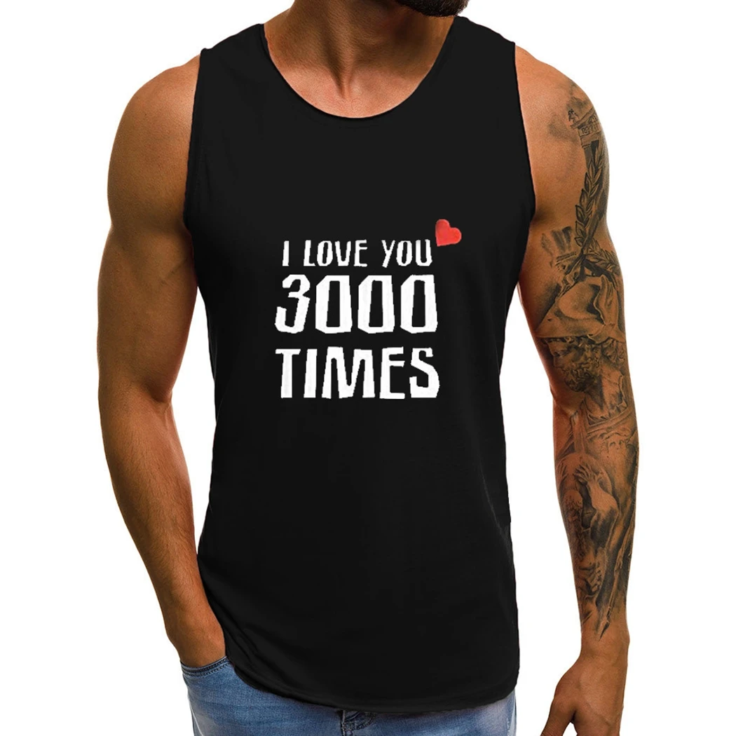 Мужские повседневные облегающие топы с надписью I love you 3000 times летняя спортивная