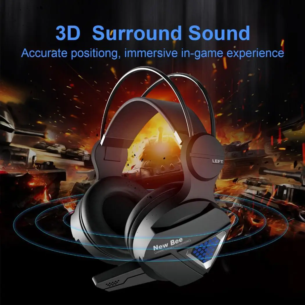 LED Light Gaming Headset Game Earphones 32 Black 108dB/3dB 1.8m/70.9inch Stereo Wired With Microphone | Электроника