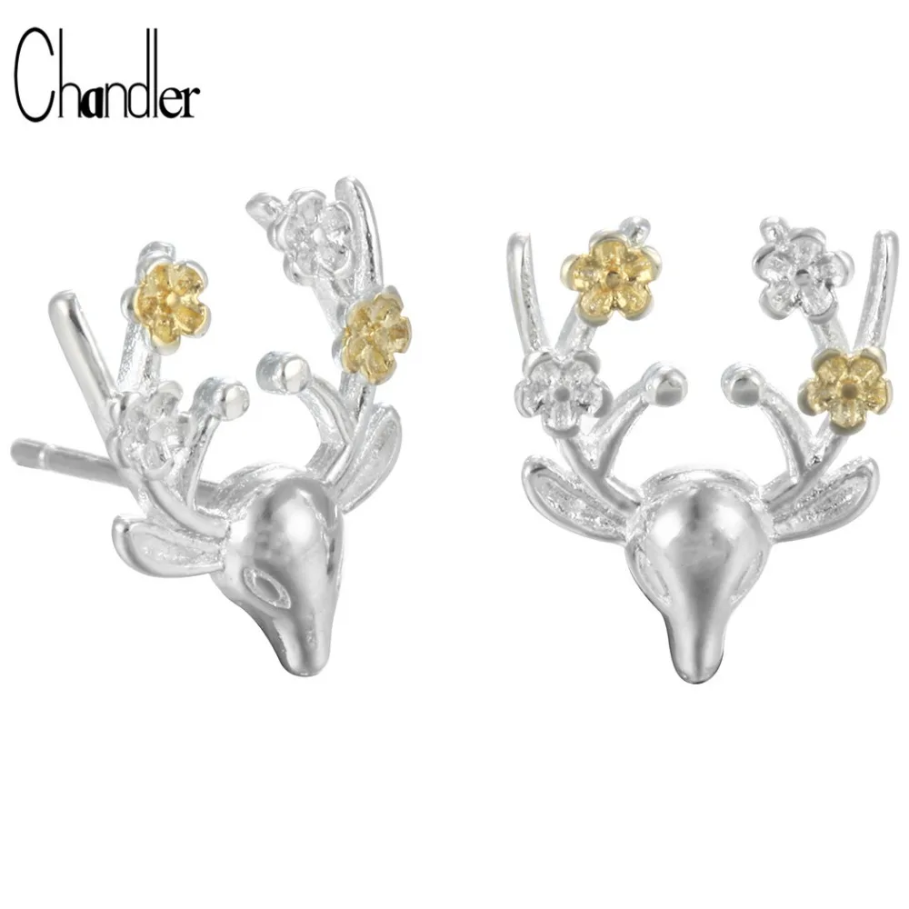 Chandler Sika олень рога голова серьги прекрасный цветок сливы животных