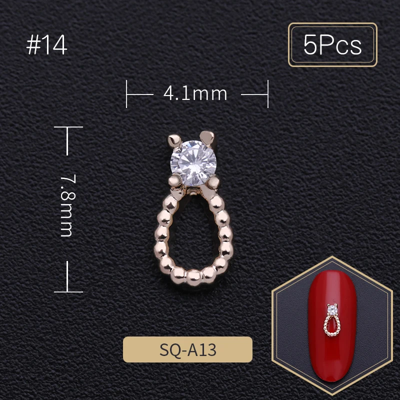 5Pcs Nail Rivet Studs Metal Geometric Mixed Pattern Crystal Stones DIY Accessories Tips 3D Art Decorations | Красота и здоровье