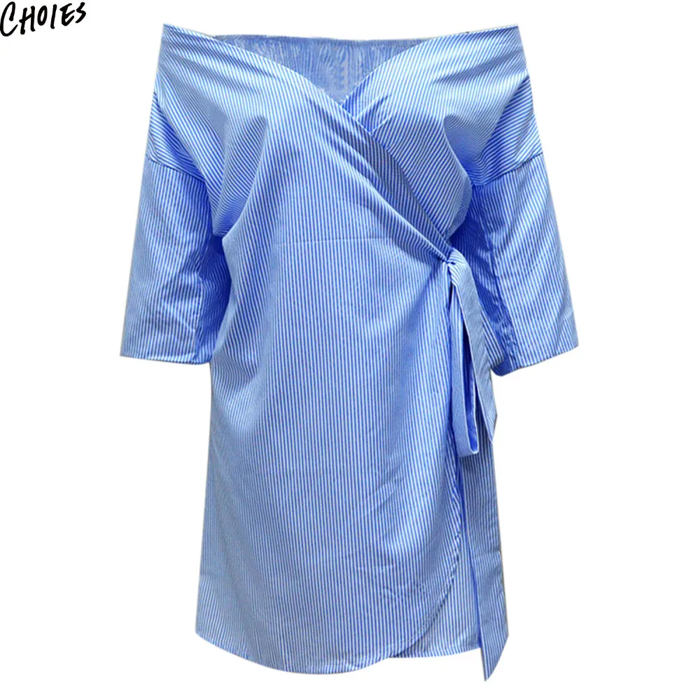 Синий Полосатый V Средства ухода за кожей Шеи Обёрточная бумага спереди с