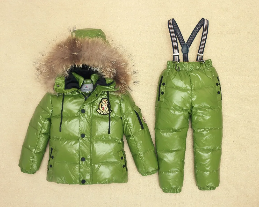 Комплект зимней одежды для детей в русском стиле лыжный костюм с натуральным