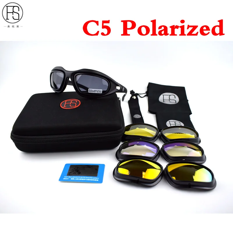 C5 Polarized X7 C5 военные очки пуленепробиваемые армейские поляризованные солнцезащитные очки с 4 линзами для велоспорта, стрельбы, страйкбола, очки для мотоцикла - Цвет: C5 Polarized