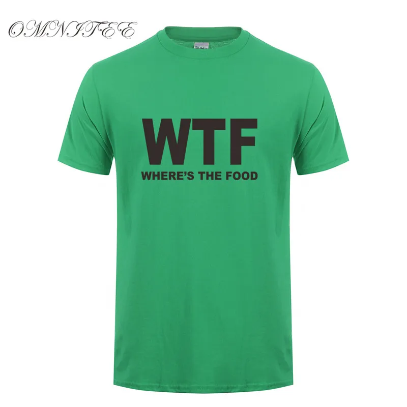 Omnitee новый летний WTF где еда Футболка Мужская хлопковая футболка с коротким