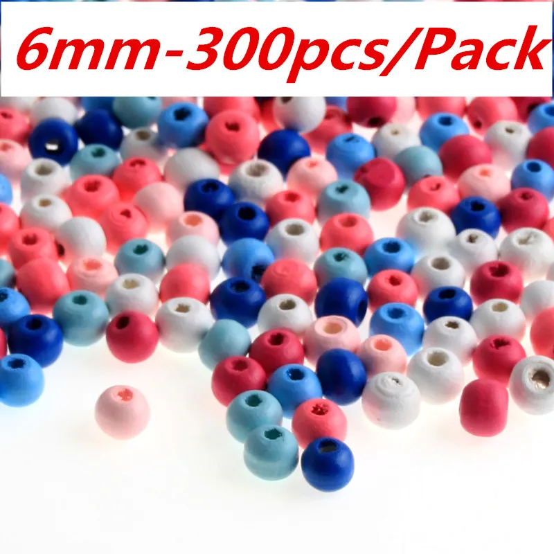 6mm Round Beads Мульти-шаблон деревянный бисер смешанный цвет деревянные бусины для самостоятельного изготовления ювелирных изделий Baby betis balompie соска клип леденец - Цвет: 6mm Round Beads