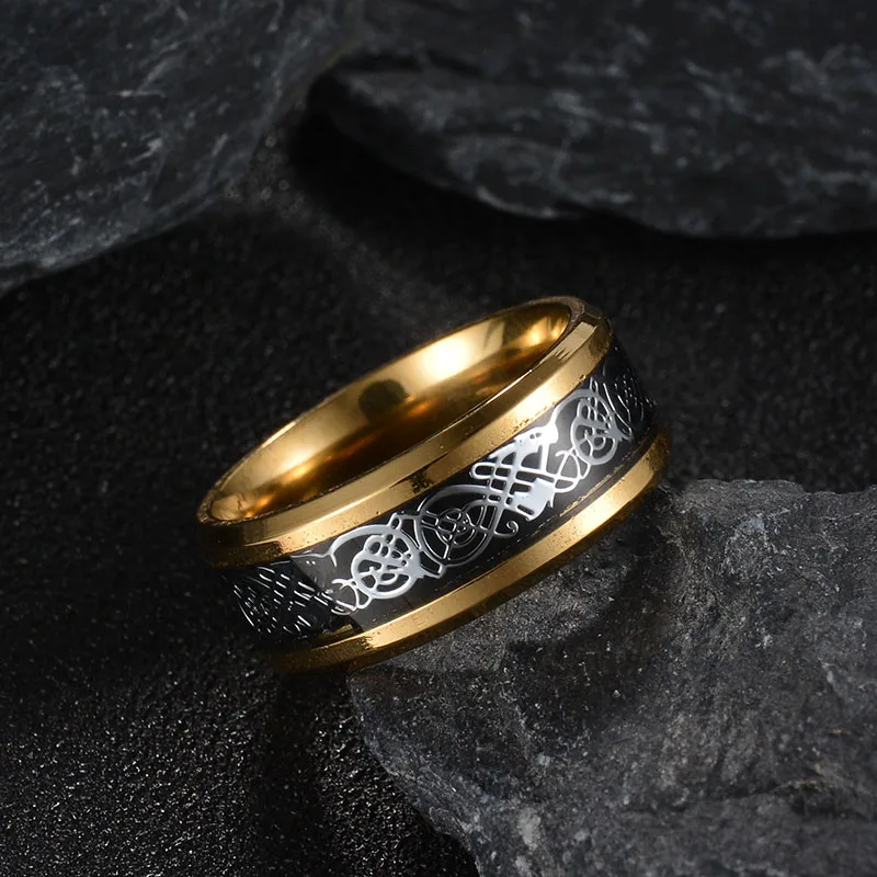 Кольцо кольцо для пальцев в стиле панк золотое черное с драконом|lord of rings|lord the