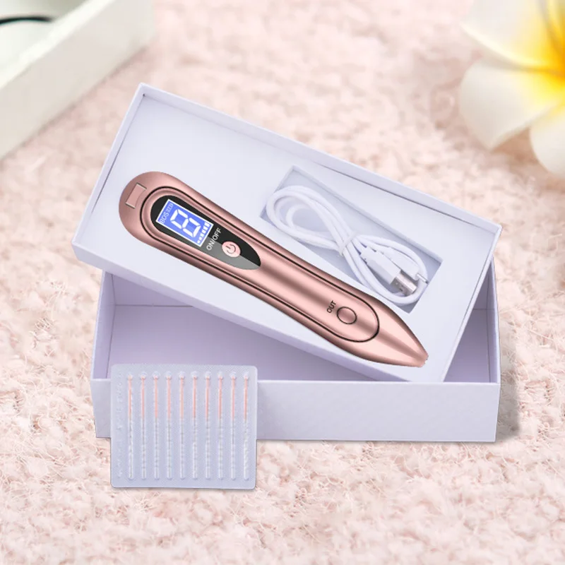 Rose Gold Уход за кожей лазер моль Татуировка карандаш для удаления веснушек ЖК-дисплей Развертки Пятно моль удаление бородавок мозолей темное пятнышко удаления салон красоты - Цвет: Rose Gold