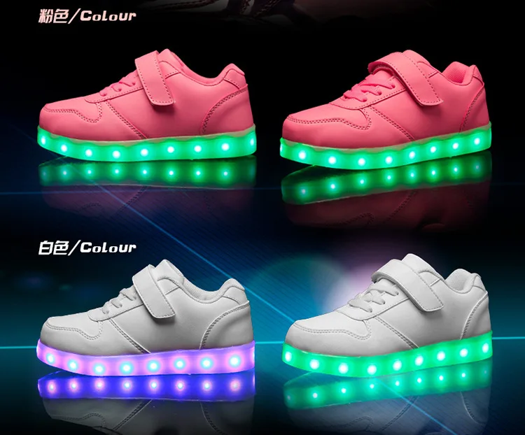 ZENOBIAPEARL дети Led usb зарядка светящиеся кроссовки Детская мода светящаяся обувь для девочек мальчиков мужчин женщин скейт обувь#25-37