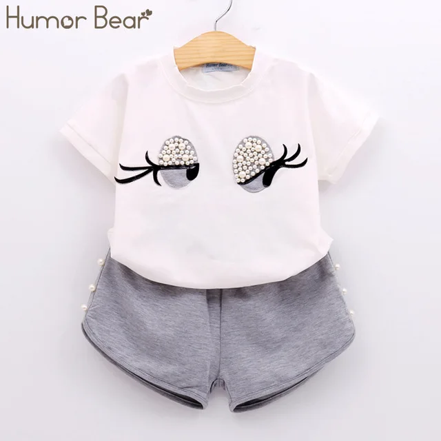 Gray Humor Bear/комплект детской одежды для девочек, новинка года, одежда для маленьких девочек топ в горошек с рисунком кота+ юбка в сеточку костюм для маленьких девочек одежда для малышей - Цвет: Gray