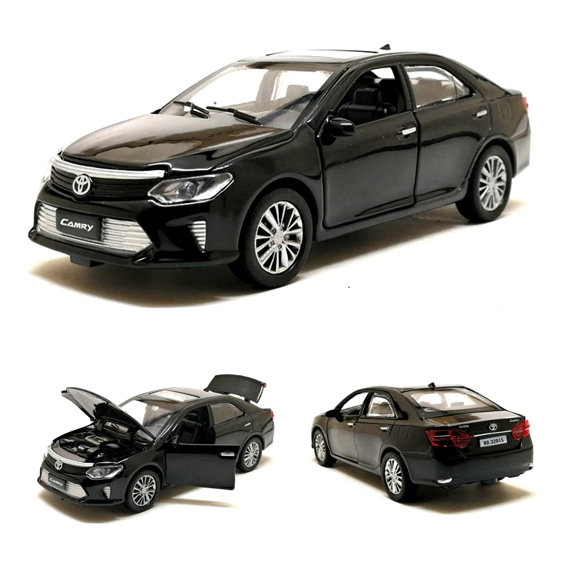 Alloy Diecast Model Car 1:32 Toyota Camry Police Taxi Metal Toys Pull Back Wheels Flashing Machinery For Kids Birthday Toys