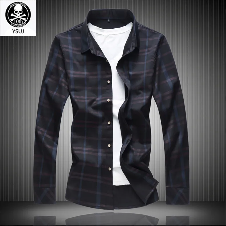 

New Men Plaid Shirt High Quality Plus Size Long Sleeve Loose Shirt Oversize Men Camisa Hombre Social Casual Shirt Streetwear 7XL