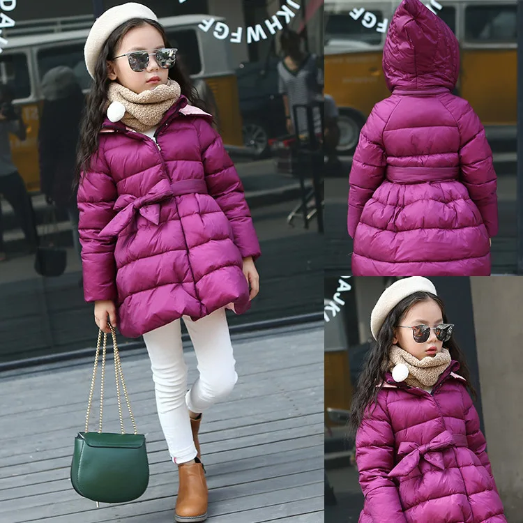 2017 зимняя детская длинная утка вниз и парки пуховик для девочек куртки пальто