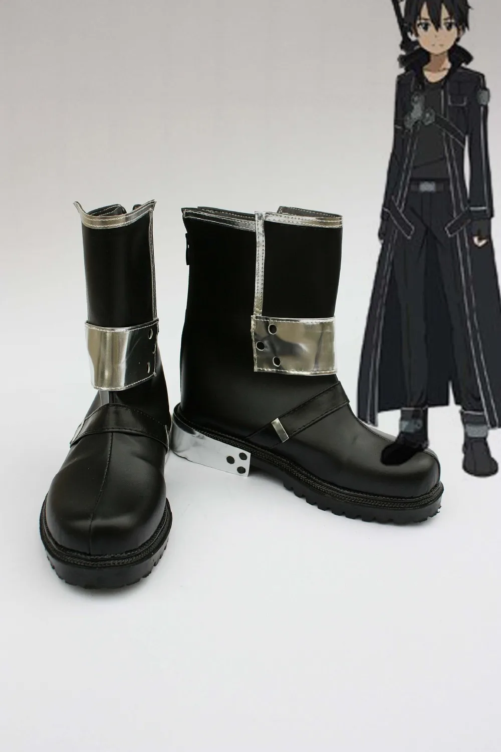 

Free shipping Custom cheap black Kirito shoes from Sword Art Online Cosplay Halloween