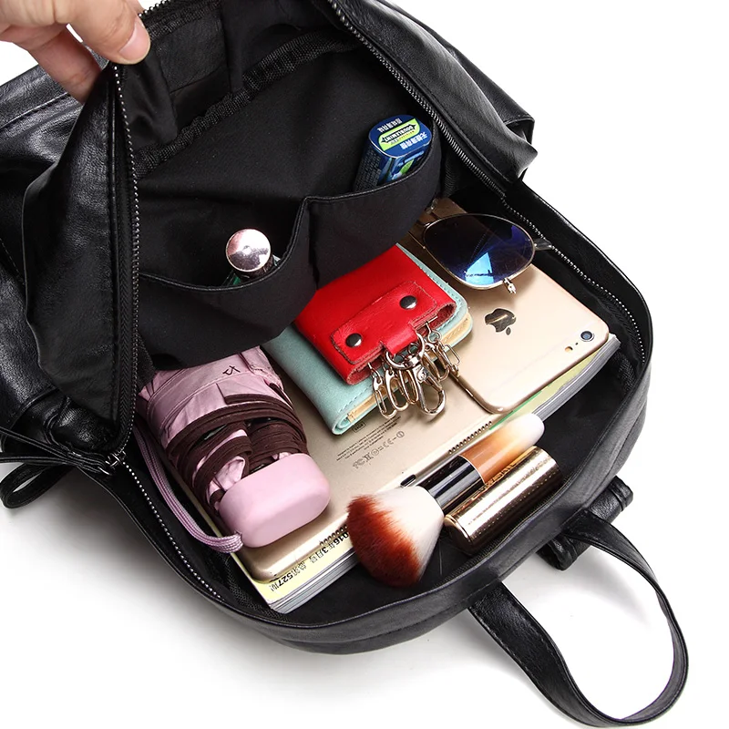 Женский рюкзак из искусственной кожи женские черные рюкзаки с защитой от кражи