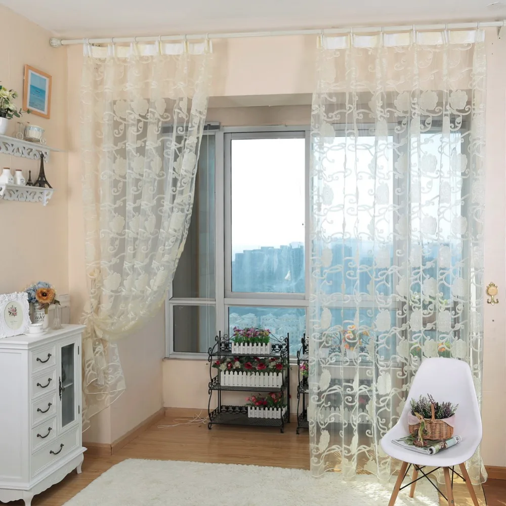 Современная оконная занавеска NAPEARL жаккардовая Цветочная глухая тюль для