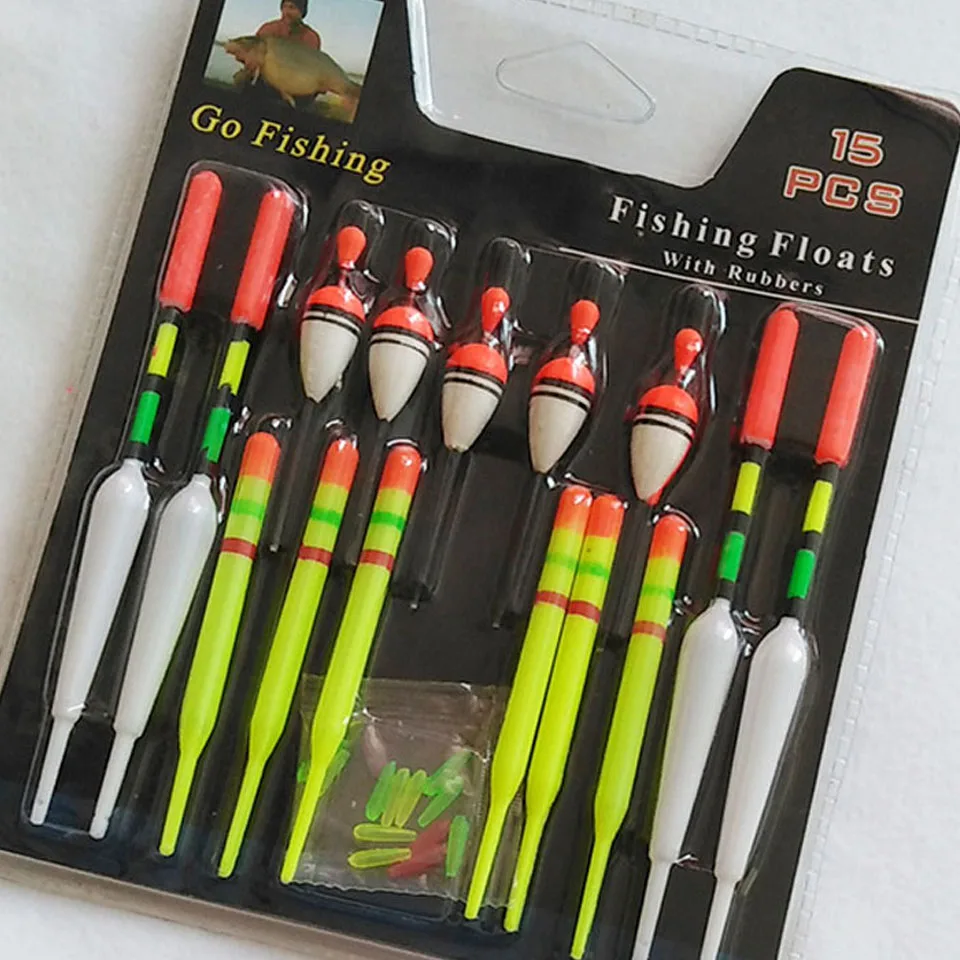 WALK FISH 15PCS/Lot assorted Sizes Lot Long Fishing Lure Floats Bobbers Slip Drift Tube 5 Bobbers Rod 6 Floats Tube 4 Long Float