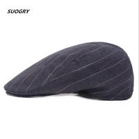 brand suogry fashion striped summer caps for men women high quality casual cotton unisex beret hats outdoors flat sun cap