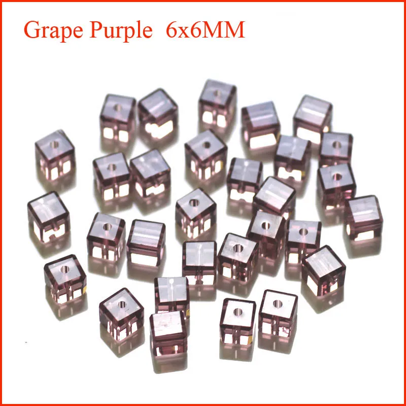 grape purple 100 шт кубические Хрустальные стеклянные бусины 6 мм AP6 Заводская распродажа разноцветные кубические бусины - Цвет: grape purple