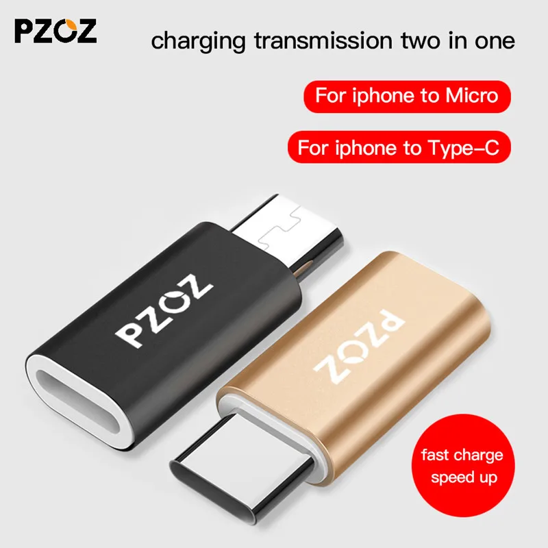 Адаптер PZOZ для iPhone к Type C кабель Micro USB конвертер зарядки Xiaomi redmi 5 plus 4x mi 8 A1 6 x oneplus usb c