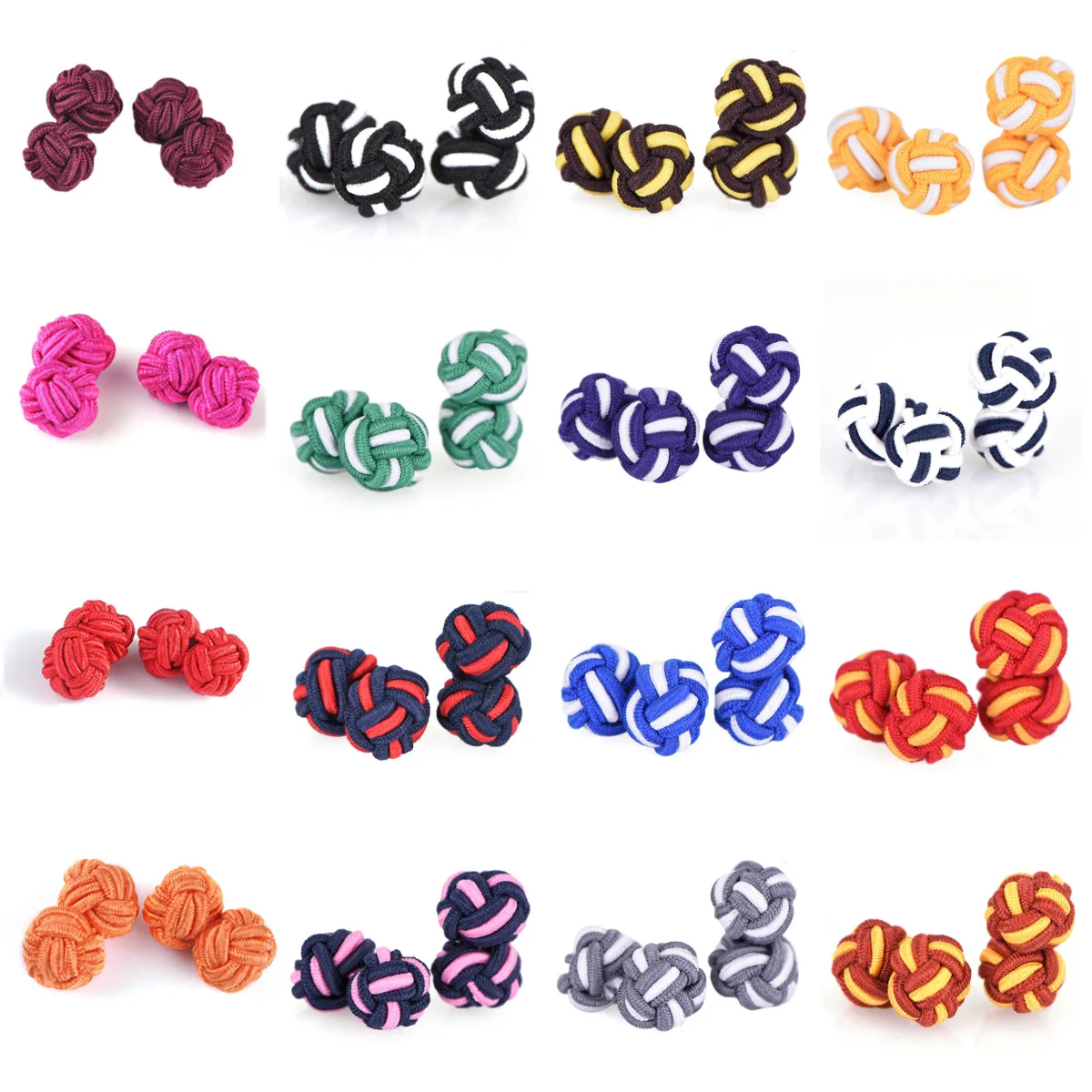 Мужские классические запонки в форме узла двойные канатные шаровые Шелковый