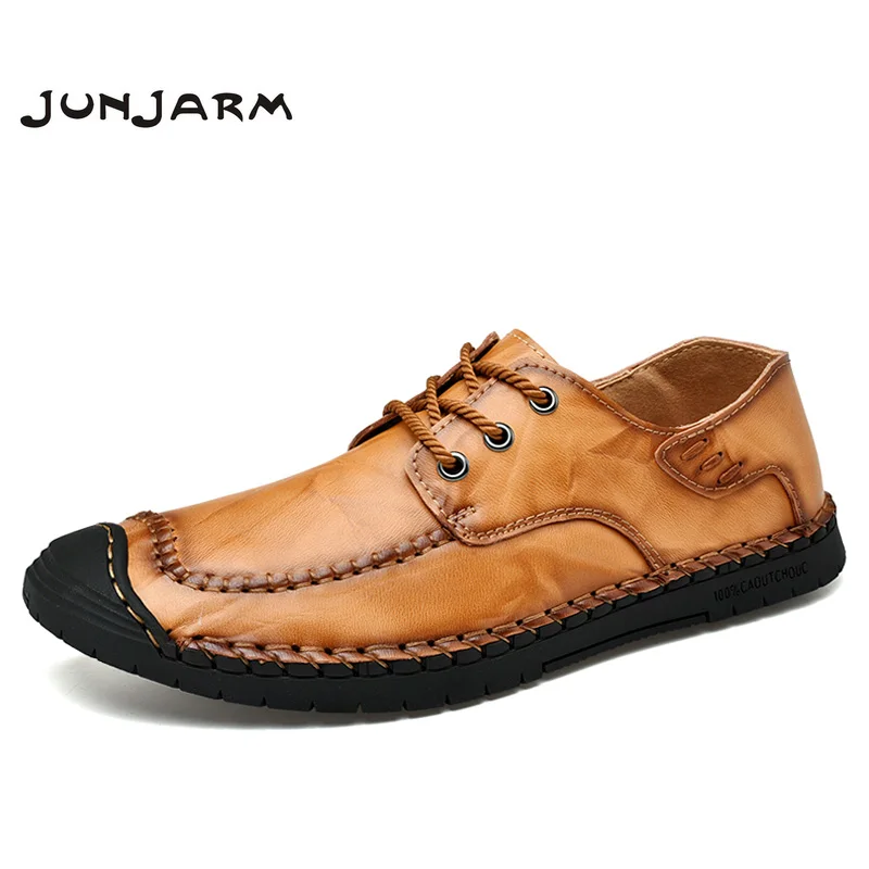 

JUNJARM New Brand Loafers Men Leather Casual Shoes Summer High Quality Men Slip on Moccasins Men Sneakers Big Size 46