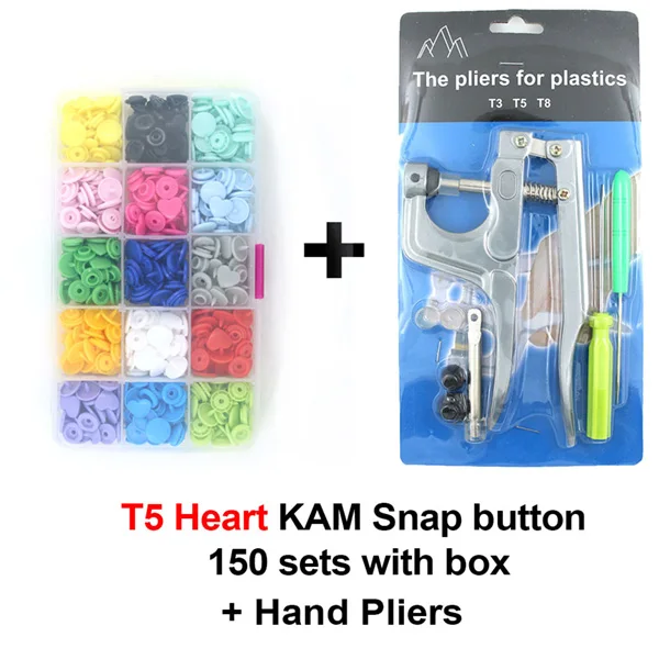 T5 Heart Box Tool KAM круглая звезда кнопки в форме сердца U форма крепежа оснастки плоскогубцы для T5 T3 пластиковые кнопки металла пресс щипцы+ 150 наборов кнопок - Цвет: T5 Heart Box Tool