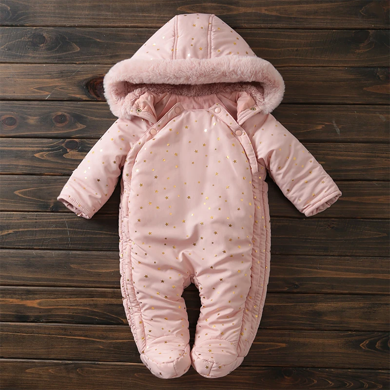 Зимний Детский Теплый розовый комбинезон модная плотная Удобная верхняя одежда