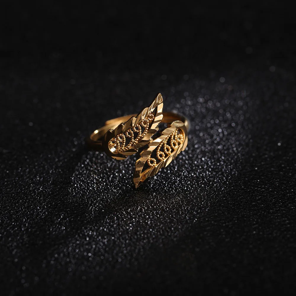 St. kunkka, 24 K, желтое золото, заполненный лист, оригинальное кольцо для женщин, для свадебной вечеринки, очаровательное кольцо,, новая мода, ювелирное изделие, аксессуары, подарок