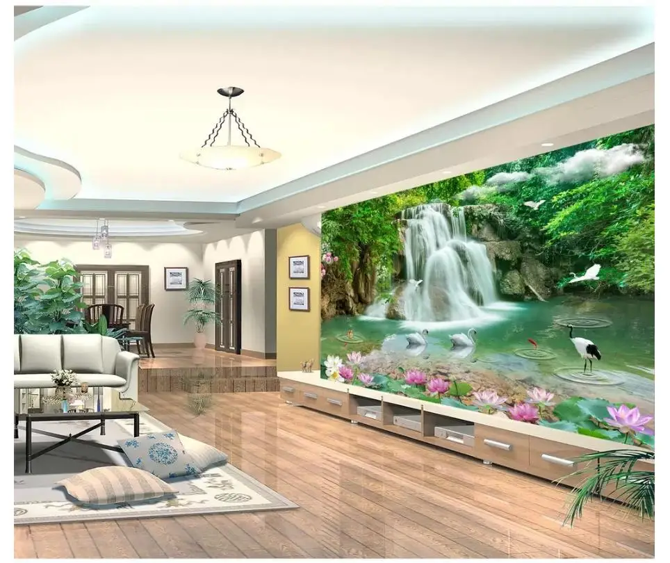 Пользовательские фото обои 3d для стен 3 d трехмерный пейзаж водопад настенная ТВ