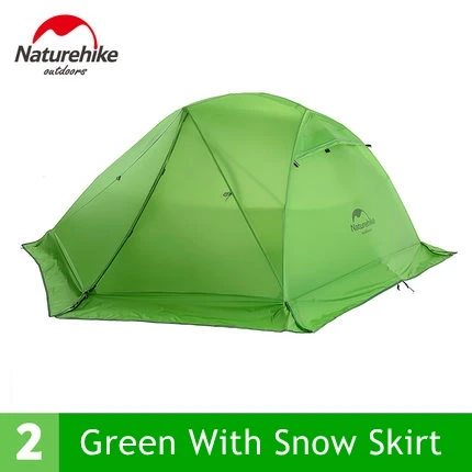 Naturehike Палатка 2 Человек 20D Силиконовое Ткани Двойного Слоя Непромокаемые Палатки Кемпинга С След Снег Юбка Анти Снег 4 Сезон палатка туристическая палатка уф-защита - Цвет: Green has Snow Skirt