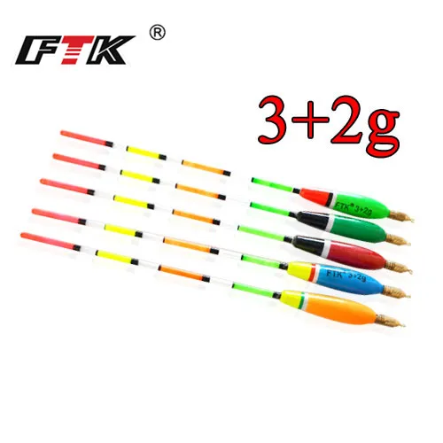 3032 FTK 5 шт./лот Floatage 3+ 2 г 4+ 2 г 5+ 2 г 6+ 2 г смешанный цвет Баргузинский ель поплавок вертикальный Pesca для ловли карпа поплавок, рыболовные снасти - Цвет: 3032