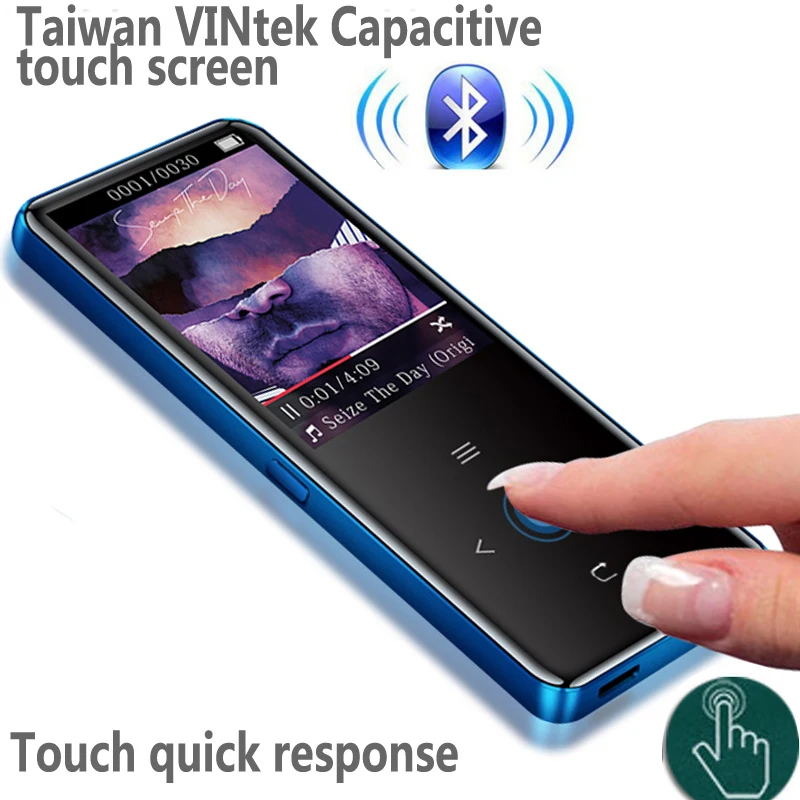 Mp3 плеер bluetooth Сенсорный экран BENJIE A20 Ultra dunne 8 Гб Muziekspeler 1 дюйма Kleurenscherm без потерь HiFi