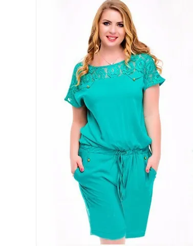 2019 Women Summer Lace Playsuits Casual Plus size 4XL Short Jumpsuits Rompers 5XL Large Ladies Overalls Clothing | Женская одежда