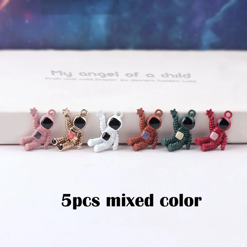 5pcs mixed color 5 шт., милый брелок с астронавтом, подвеска, подвески, серьги, находки, забавные, сделай сам, выберите звезду, ожерелье, браслет, сплав, ювелирный аксессуар, C207 - Окраска металла: 5pcs mixed color